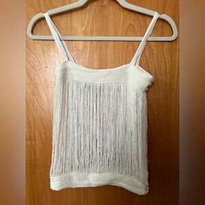 Cream fringe tank top size xs